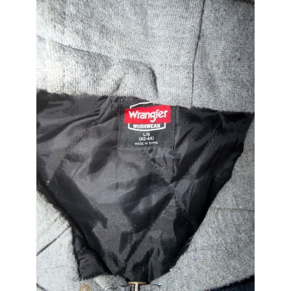 Wrangler Workwear Navy Blue Quilted Lined Hooded Utility Jacket L G - Picture 5 of 10